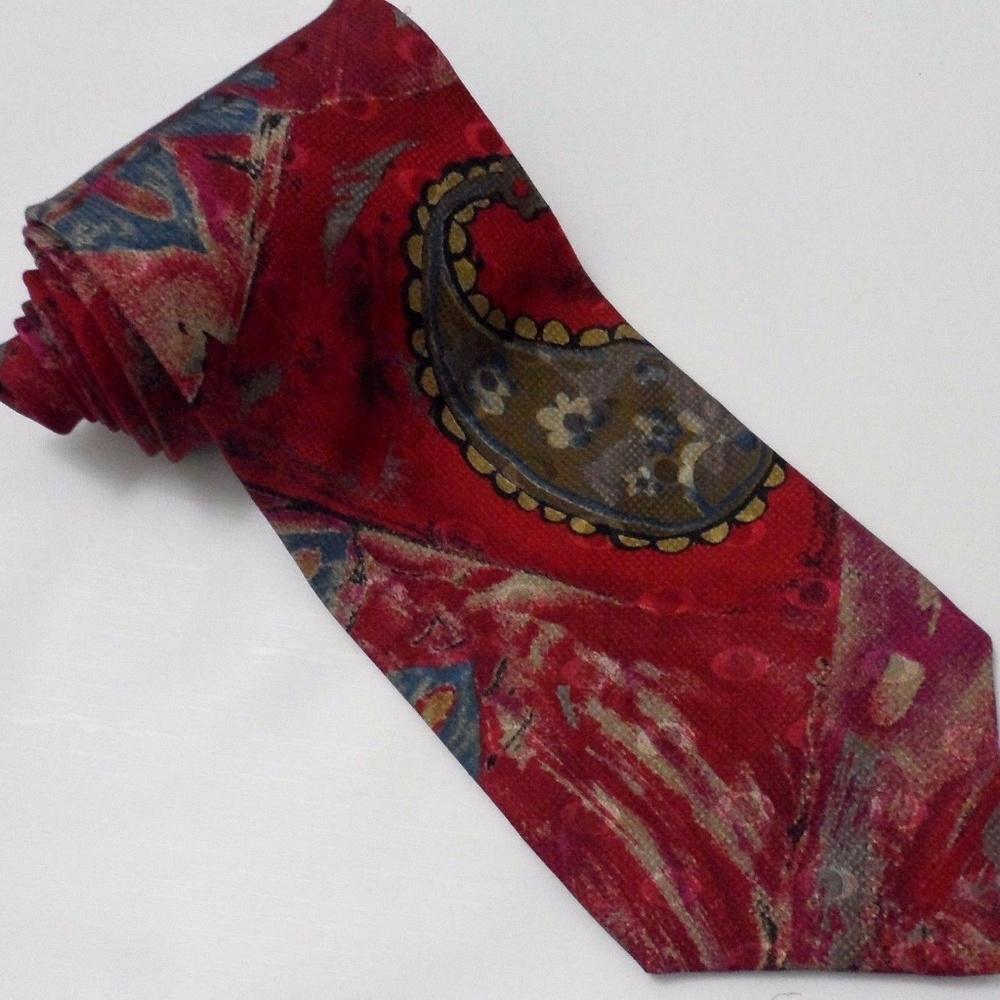 Mens TED LAPIDUS Necktie Burgundy abstract Tie - Picture 1 of 5